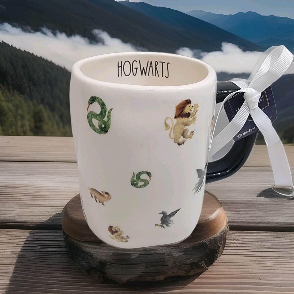 NEW Rae Dunn Harry Potter HOGWARTS House Symbols All Over Print Coffee Mug